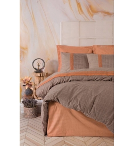 İndirimli Nevresim Takımları Cotton Box Brode Nakışlı Hazel Kiremit Çift K. Nevresim Tk.