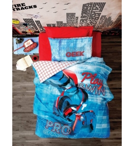 İndirimli Nevresim Takımları Cotton Box Genç Game Mavi Tek Kişilik Nevresim Takımı