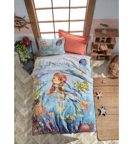 İndirimli Nevresim Takımları Cotton Box Junior Mermaid Mercan Tek K. Nevresim Tk.