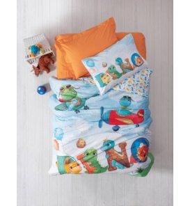 İndirimli Nevresim Takımları Cotton Box Junior Roar Turuncu Tek Kişilik Nevresim Tk.