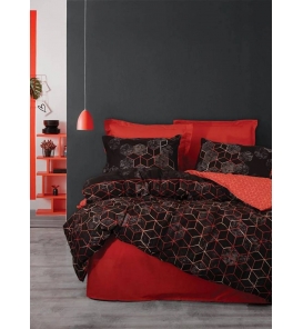 İndirimli Nevresim Takımları Cotton Box Dark Cubo Kiremit Çift Kişilik Nevresim Takımı