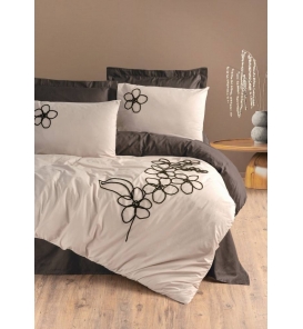 İndirimli Nevresim Takımları Cotton Box Brode Nakışlı Panos Kahve Çift K. Nevresim Tk.