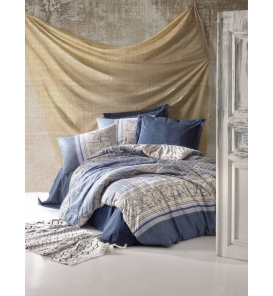 İndirimli Nevresim Takımları Cotton Box Toprak Serra Lacivert Çift Kişilik Nevresim Tk.