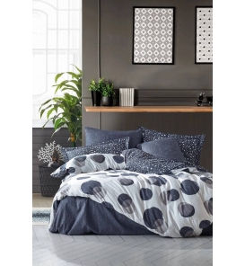 İndirimli Nevresim Takımları Cotton Box Modern Orva İndigo Çift Kişilik Nevresim Takımı