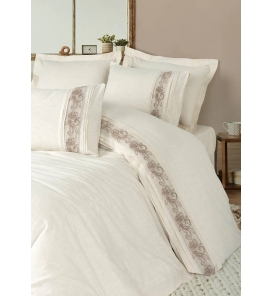 İndirimli Nevresim Takımları Cotton Box Inborn Floro Bej Çift Kişilik Nevresim Takımı