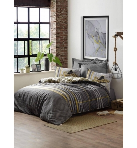 İndirimli Nevresim Takımları Cotton Box Masculine Leonardo Gri Tek Kişilik Nevresim Tk.