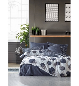 İndirimli Nevresim Takımları Cotton Box Modern Orva İndigo Tek Kişilik Nevresim Takımı