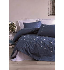 İndirimli Nevresim Takımları Cotton Box Brode Nakışlı Gina Lacivert Çift K. Nevresim Tk.