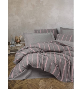 İndirimli Nevresim Takımları Cotton Box Ribbed Barisan Gri Çift Kişilik Nevresim Takımı