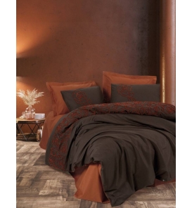 İndirimli Nevresim Takımları Cotton Box Brode Nakışlı Rosen Kiremit Çift K. Nevresim Tk.