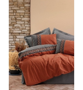 İndirimli Nevresim Takımları Cotton Box Folkart Tamaya Kiremit Çift Kişilik Nevresim Tk.