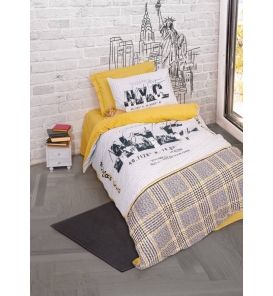 İndirimli Nevresim Takımları Cotton Box Genç Worldwide Hardal Tek Kişilik Nevresim Tk.