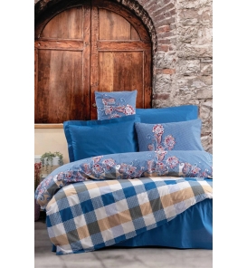 İndirimli Nevresim Takımları Cotton Box Alaçatı Galano Lacivert Tek Kişilik Nevresim Tk.