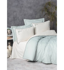 İndirimli Nevresim Takımları Cotton Box Elite Saten Vanko Mint Çift K. Nevresim Tk.