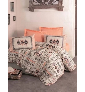 İndirimli Nevresim Takımları Cotton Box Ethnic Kateri Somon Tek Kişilik Nevresim Takımı