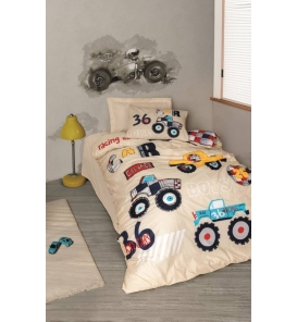 İndirimli Nevresim Takımları Cotton Box Junior New Cars Bej Tek Kişilik Nevresim Takımı