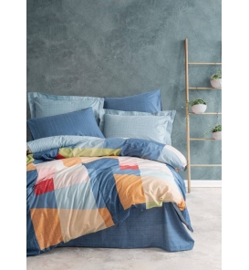 İndirimli Nevresim Takımları Cotton Box Modern Cosy Mavi Çift Kişilik Nevresim Takımı