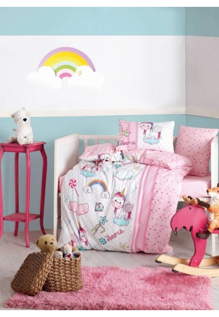 İndirimli Nevresim Takımları Cotton Box Baby Unicorn Pembe Nevresim Takımı