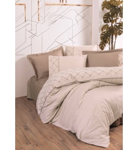 İndirimli Nevresim Takımları Cotton Box Brode Saten Afra Bej Çift K. Nevresim Takımı