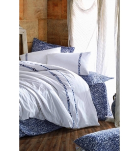 İndirimli Nevresim Takımları Cotton Box Majetic Delmor Lacivert Çift Kişilik Nevresim Tk.