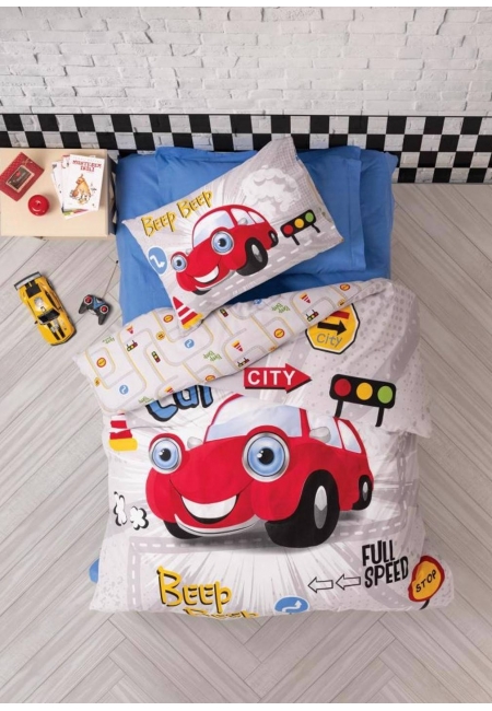 İndirimli Nevresim Takımları Cotton Box Junior Beep Beep KIrmızı Tek Kişilik Nevresim Tk.