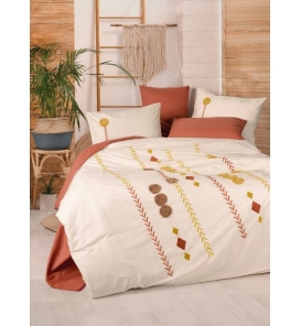 İndirimli Nevresim Takımları Cotton Box Puff Nakışlı Amaris Kiremit Nevresim Takımı
