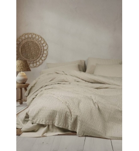 İndirimli Nevresim Takımları Cotton Box Liny Sungai Bej Çift Kişilik Nevresim Takımı
