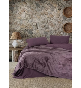 İndirimli Nevresim Takımları Cotton Box Velvet Flossy Mürdüm Çift Kişilik Nevresim Tk.