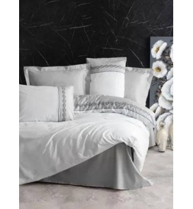 İndirimli Nevresim Takımları Cotton Box Brode Saten Fedor Gri Nevresim Takımı
