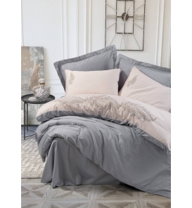 İndirimli Nevresim Takımları Cotton Box Brode Saten Biana Gri Nevresim Takımı