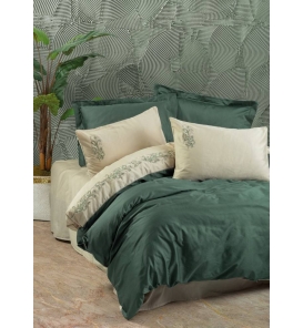 İndirimli Nevresim Takımları Cotton Box Brode Saten Andy Yeşil Nevresim Takımı