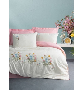 İndirimli Nevresim Takımları Cotton Box Brode Nakışlı Delbin Pembe Çift K. Nevresim Tk.