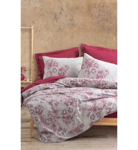 İndirimli Nevresim Takımları Cotton Box Dual Vilda Bordo Çift Kişilik Nevresim Takımı