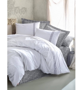 İndirimli Nevresim Takımları Cotton Box Majestic Paola Gri Çift Kişilik Nevresim Takımı