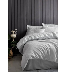 İndirimli Nevresim Takımları Cotton Box Jakarlı Saten Leaf Buz Mavi Nevresim Takımı