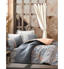 İndirimli Nevresim Takımları Cotton Box Ethnic Dakota Gri Çift Kişilik Nevresim Takımı