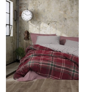 İndirimli Nevresim Takımları Cotton Box Naturforce Pledd Bordo Tek K. Nevresim Tk.