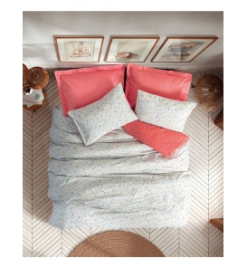 İndirimli Nevresim Takımları Cotton Box Petite Messy Mercan Çift Kişilik Nevresim Takımı