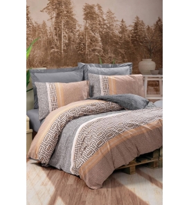 İndirimli Nevresim Takımları Cotton Box Toprak Vertu Antrasit Çift Kişilik Nevresim Tk.