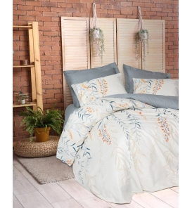 İndirimli Nevresim Takımları Cotton Box Mideline Hiedra İndigo Tek Kişilik Nevresim Tk.
