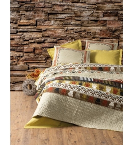 İndirimli Nevresim Takımları Cotton Box Ethnic Magnus Hardal Tek K. Nevresim Tk.