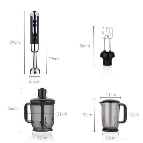 Korkmaz A447-12 Mia Mega Blender Set Siyah/Krom