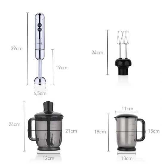 Korkmaz A447-16 Mia Mega Blender Set İnox/Gri