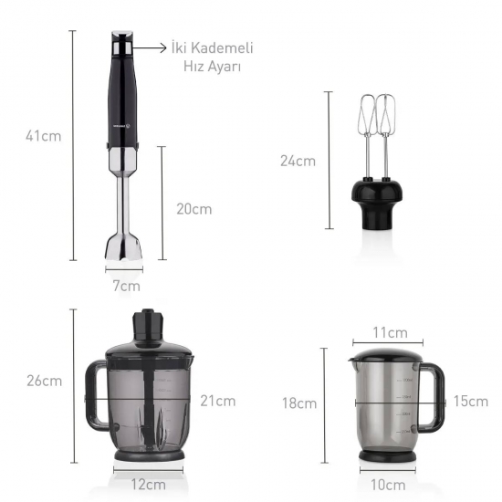 Korkmaz A449 Performix Mega Blender Set Siyah