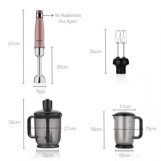 Korkmaz A449-01 Performix Mega Blender Set R.Gold