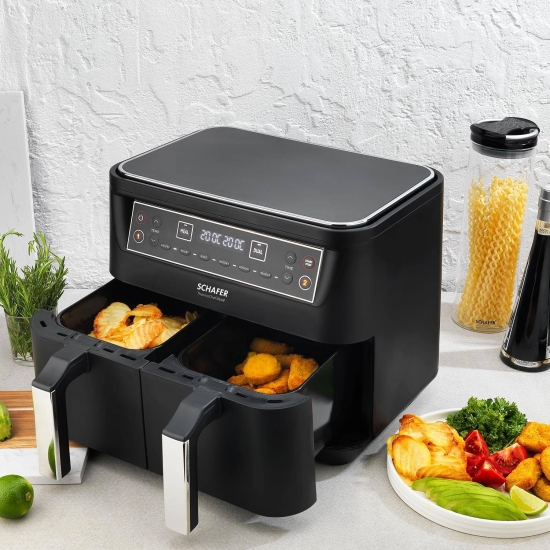 Schafer Fit Fry Dual Dijital Airfryer Fritöz Siyah