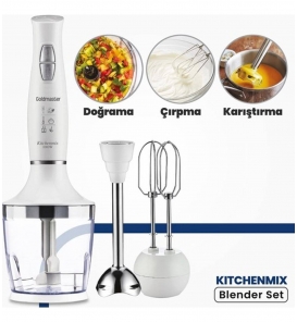 GOLDMASTER İndirimli Küçük Ev Aletleri Goldmaster IN-6140W Chenmix Beyaz Blender Seti