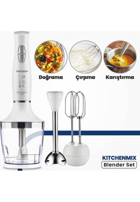 GOLDMASTER İndirimli Küçük Ev Aletleri Goldmaster IN-6140W Chenmix Beyaz Blender Seti