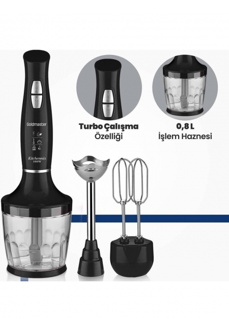 GOLDMASTER İndirimli Küçük Ev Aletleri Goldmaster IN-6140S Kitchenmix Siyah Blender Seti