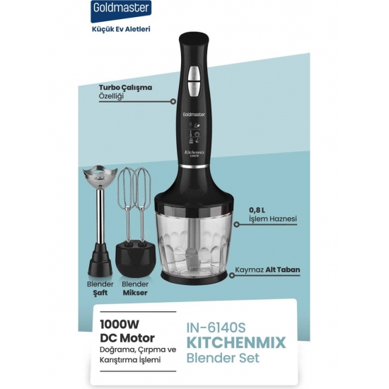 Goldmaster IN-6140S Kitchenmix Siyah Blender Seti